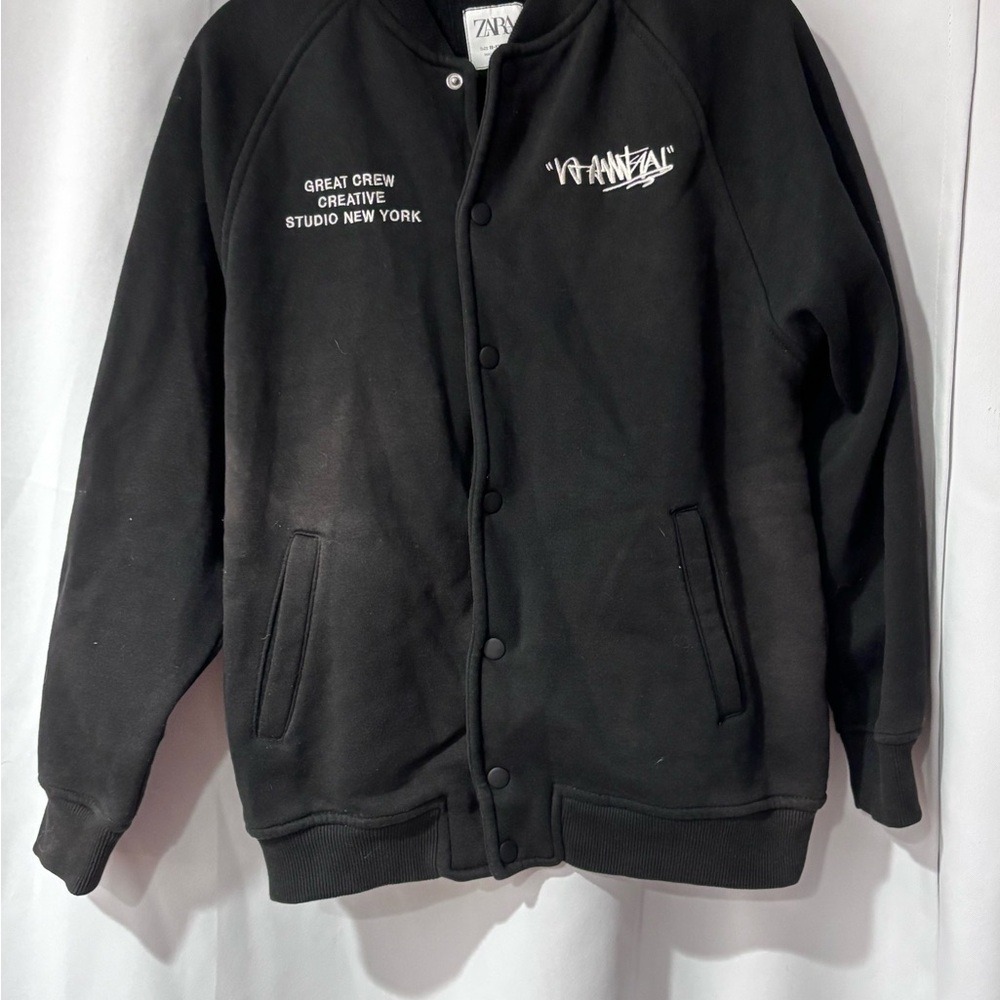 Zara Black‎ Jacket with White Text